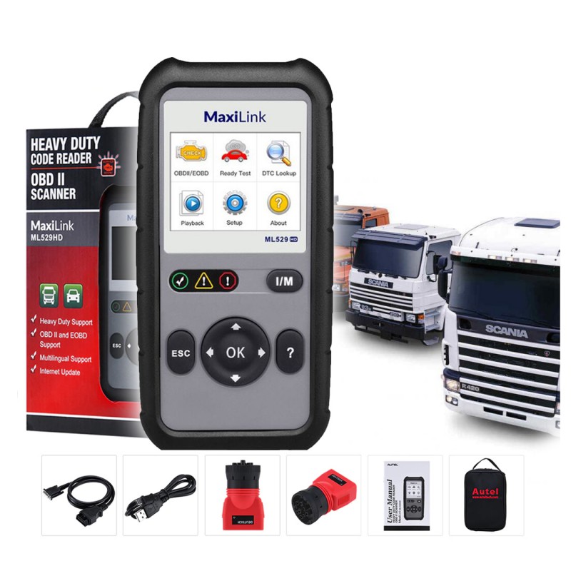 Escaner Autel Maxilink Ml529 Hd Diagnóstico Obd2 Auto Camión